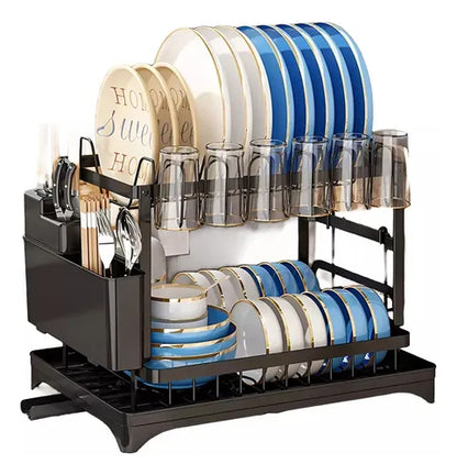 Escurridor de Platos 4 en 1 – 2 Niveles – Ahorra Espacio en tu Cocina
