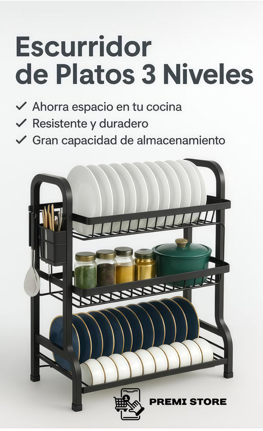 Escurridor de Platos de 3 Niveles